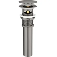 Desagüe de lavabo de acero inoxidable con tubo de conexión y accesorios de fontanería.