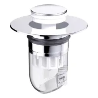 Colador y tapón de desagüe universales; conjunto de desagüe tipo «pop-up» para lavabos; filtro antiolores de tipo pulsador.
