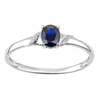 DIAMANT LETERNEL Anillo 'Verlobungsring aus 375 Weißgold mit Diamant mit Saphir'  plata