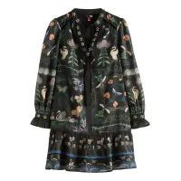 love & roses Vestido  crema / verde oscuro / lila / negro